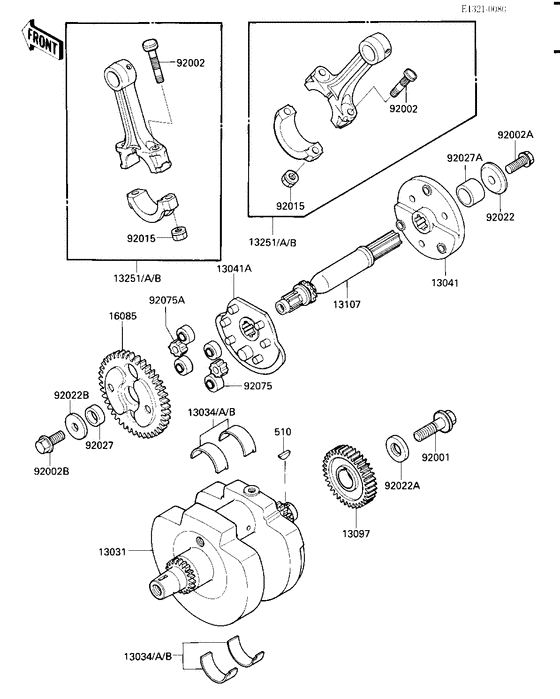 Коленчатый вал Kawasaki VN750 VN750 Vulcan 750 Коленчатый вал Kawasaki VN750 VN750 Vulcan 750