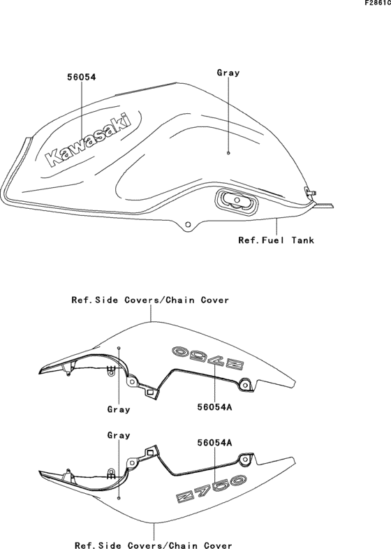 Decals(gray)(lcf) Kawasaki ZR750 ZR750 Z750