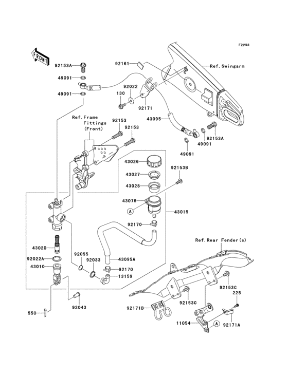 Задний тормозной цилиндр Kawasaki ZX600 ZX600 Ninja ZX-6R