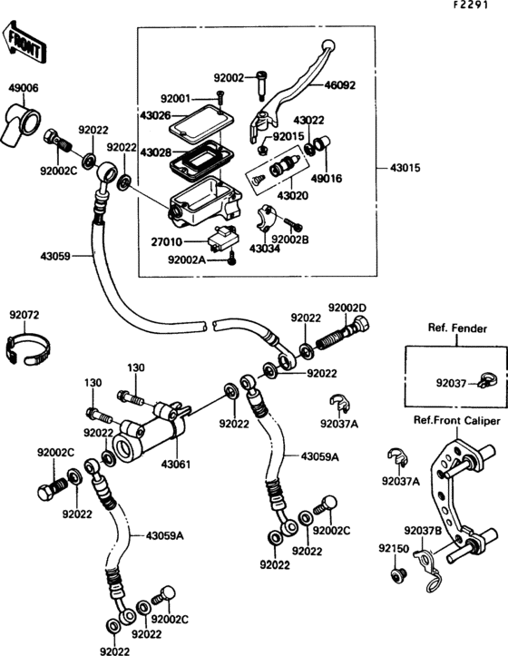 Передний тормозной цилиндр Kawasaki ZX600 ZX600 GPX600R
