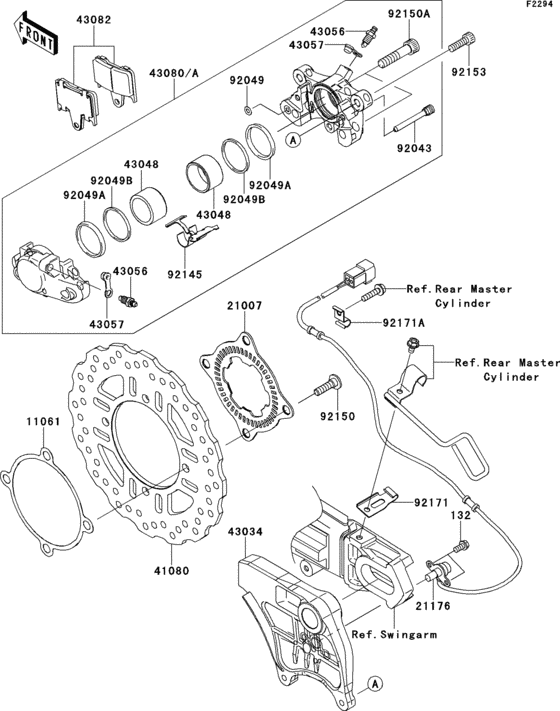Задний тормоз Kawasaki ZX1400 ZX1400 Ninja ZX-14R ABS