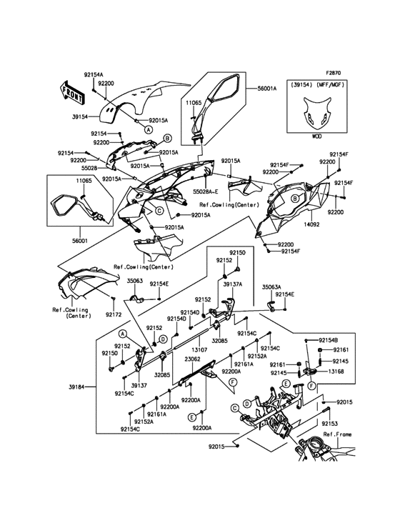Cowling(Upper) Kawasaki ZX1000 ZX1000 Ninja 1000 ABS