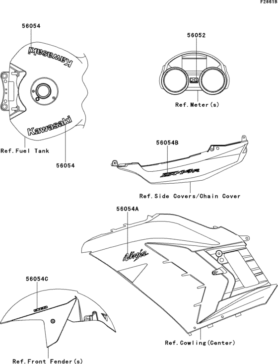 Decals(red)(edf) Kawasaki ZX1400 ZX1400 Ninja ZX-14R