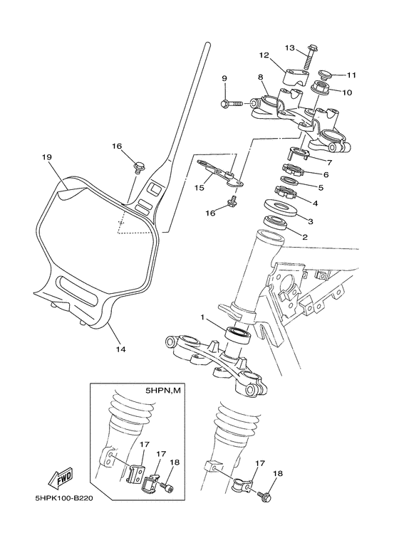 Рулевой механизм Yamaha TTR125 TTR125L TT-R125