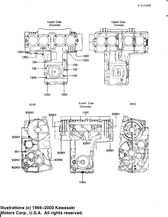 Crankcase bolt &amp; stud pattern Kawasaki KZ1000 KZ1000 CSR