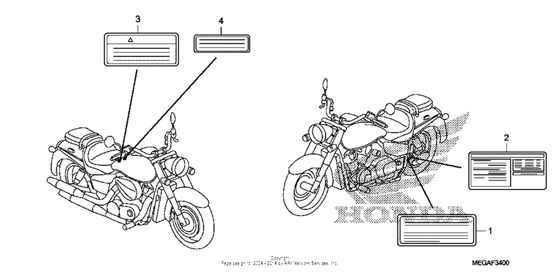 Информационные наклейки Honda VT750 VT750CA Shadow Aero