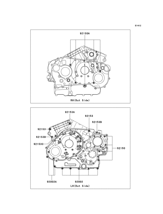 Crankcase bolt pattern(a1h/a2h) Kawasaki VN1600 VN1600 Classic