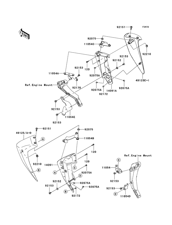 Нижний обтекатель Kawasaki ZR750 ZR750 Z750