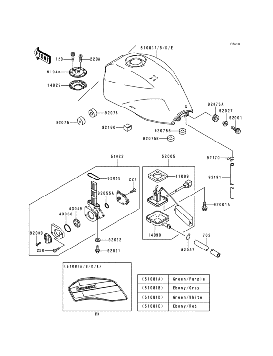 Топливный бак Kawasaki ZR1100 ZR1100 ZRX1100 Топливный бак Kawasaki ZR1100 ZR1100 ZRX1100