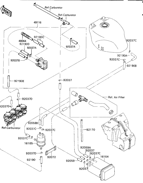 Fuel evaporative system Kawasaki ZX750 ZX750 Ninja ZX-7