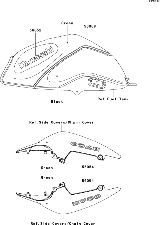 Decals(green/black)(l9f) Kawasaki ZR750 ZR750 Z750
