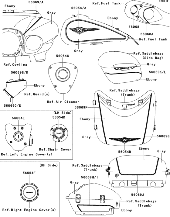 Decals(ebony/gray)(abf) Kawasaki VN1700 VN1700 Vulcan 1700 Voyager