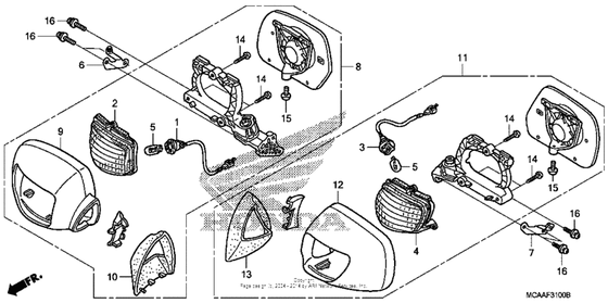 Turn signal + mirror Honda GL1800 GL1800 Gold Wing