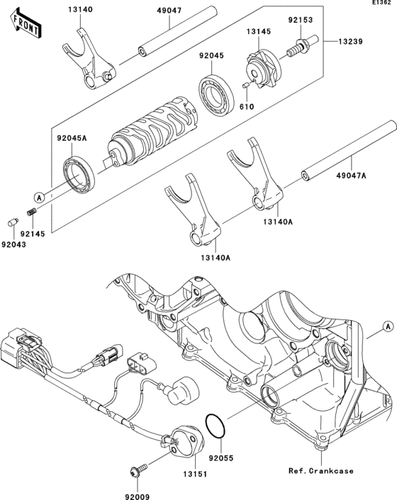 Gear change drum/shift fork(s) Kawasaki ZX1000 ZX1000 Ninja ZX-10R Gear change drum/shift fork(s) Kawasaki ZX1000 ZX1000 Ninja ZX-10R