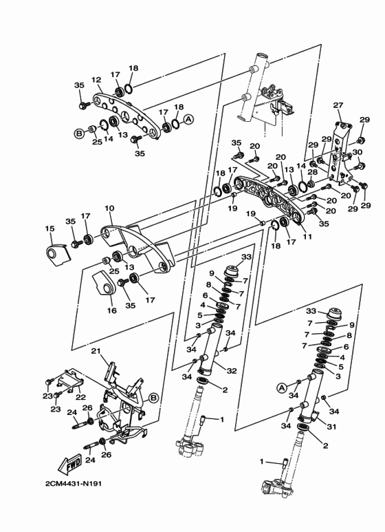 Рулевой механизм Yamaha MW125/ MWS125 MW125A Tricity (ABS)