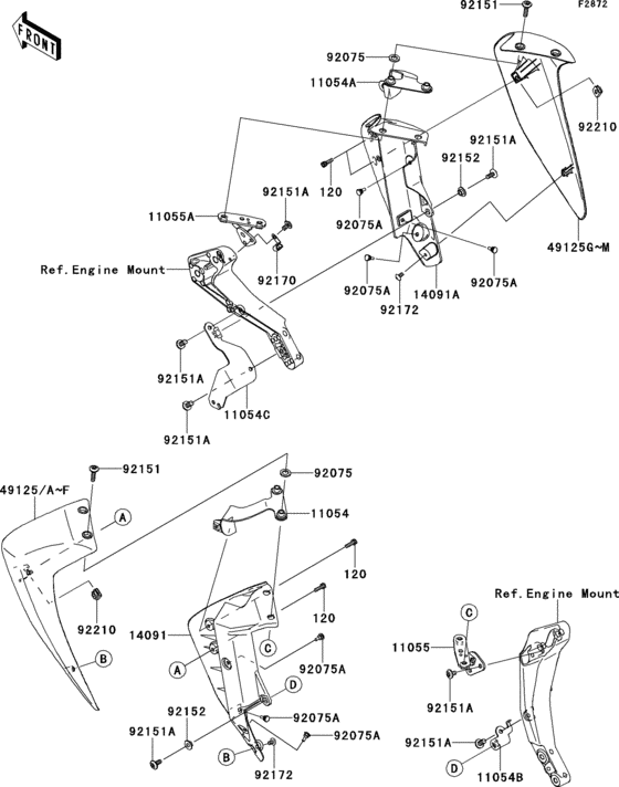 Нижний обтекатель Kawasaki ZR750 ZR750 Z750