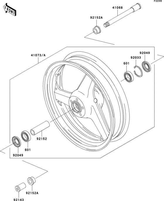 Front wheel Kawasaki ZX1200 ZX1200 Ninja ZX-12R