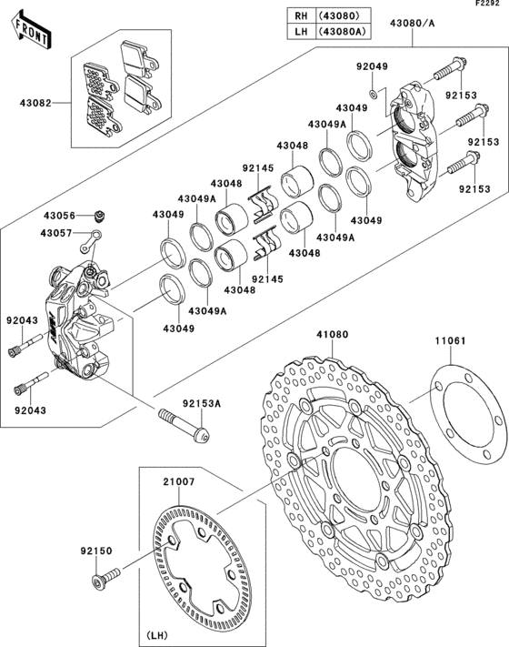 Передний тормоз Kawasaki ZR750 ZR750 Z750R ABS