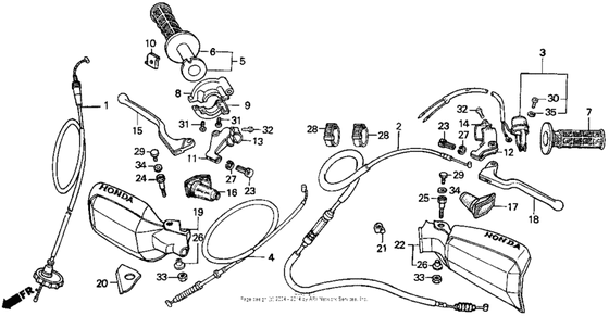 Пульт управления рулевой & Тросики Honda XR200 XR200R