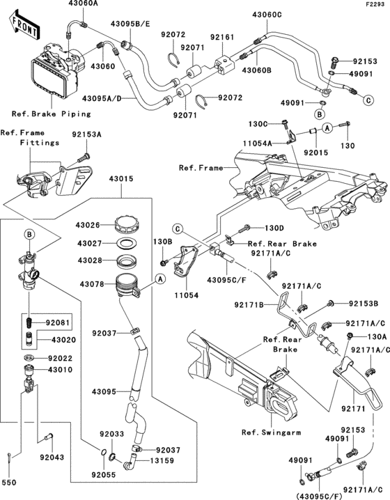 Задний тормозной цилиндр (1/2) Kawasaki ZX1400 ZX1400 ZZR1400 ABS