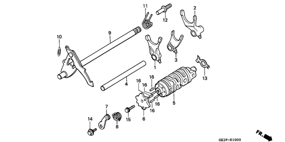 Shift drum/shift fork Honda NSR50 NSR50F