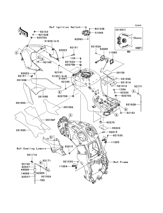 Fuel tank(1/2) Kawasaki ZX1400 ZX1400 ZZR1400 ABS