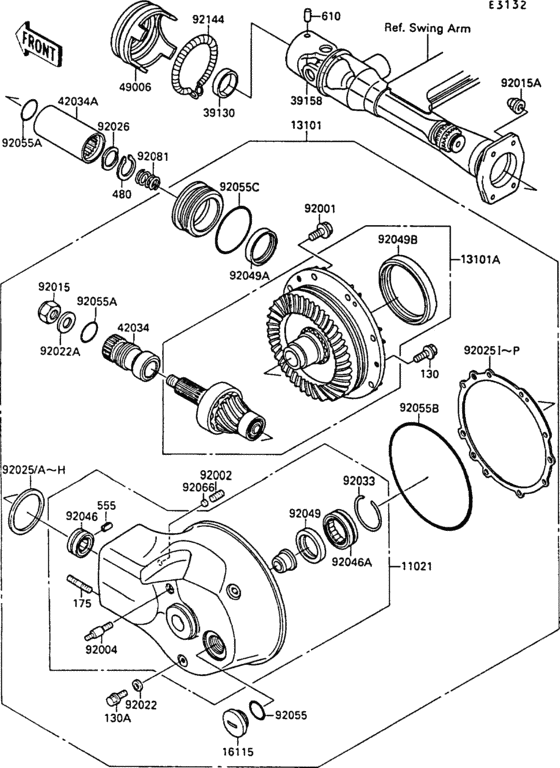 Drive shaft/final gear(1/2) Kawasaki VN1500 VN1500 VN-15 SE