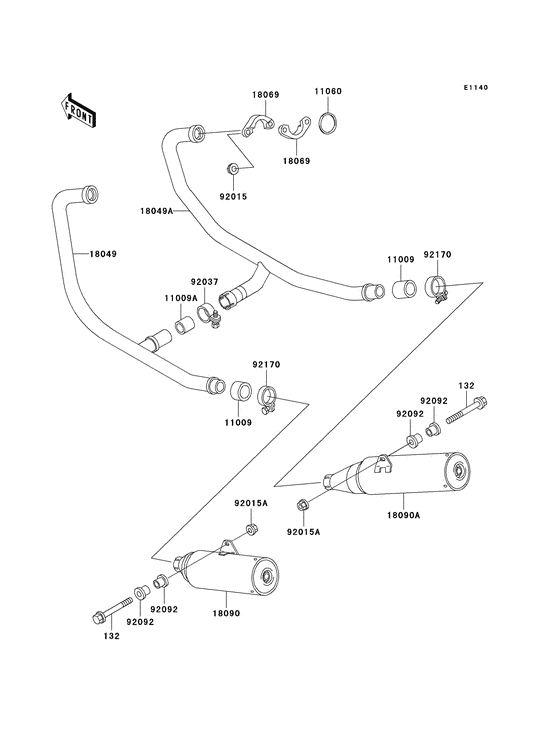 Выхлопная система Kawasaki EX500 EX500 Ninja 500
