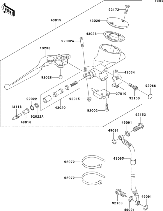 Clutch master cylinder Kawasaki VN1500 VN1500 Vulcan 1500 Classic FI