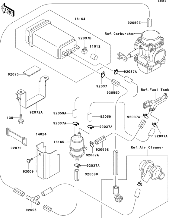 Fuel evaporative system Kawasaki EX500 EX500 Ninja 500