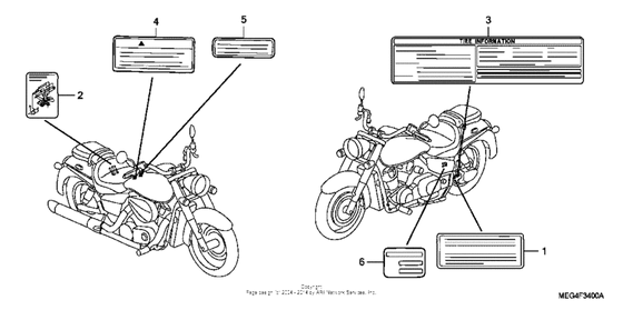 Информационные наклейки Honda VT750 VT750C Shadow Aero