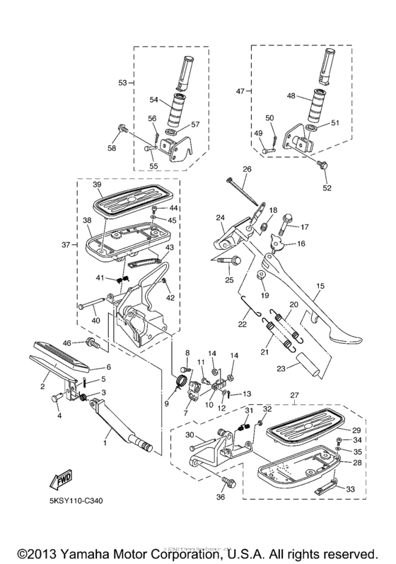 Подножки & Подставка Yamaha XVS1100 XVS11ATWC V-Star Silverado