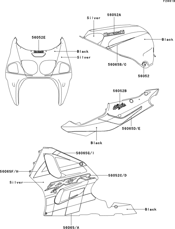 Decals(silver/black)(zx750-p7) Kawasaki ZX750 ZX750 Ninja ZX-7R
