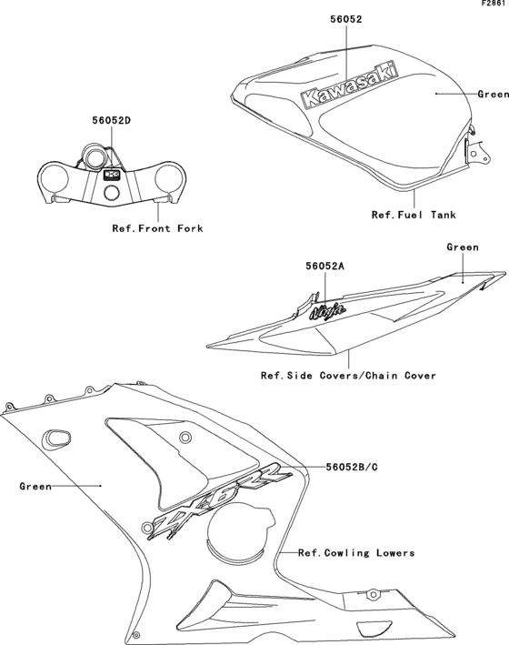 Наклейки Kawasaki ZX600 ZX600 Ninja ZX-6RR