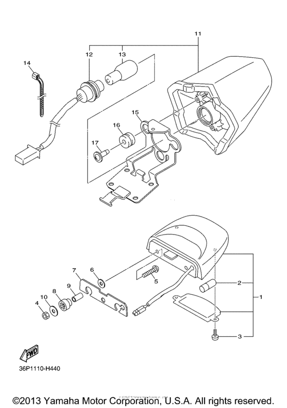 Задний фонарь (Стоп-сигнал) Yamaha FZ6 FZ6RZL FZ6R