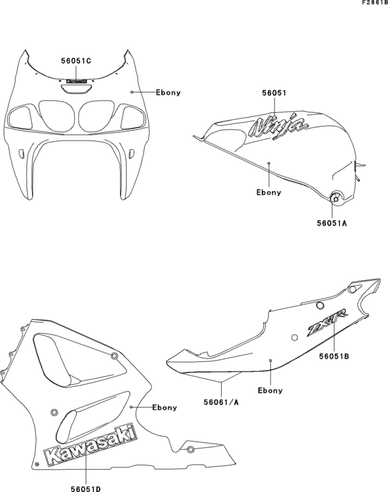 Decals(ebony)(zx750-p2) Kawasaki ZX750 ZX750 Ninja ZX-7R
