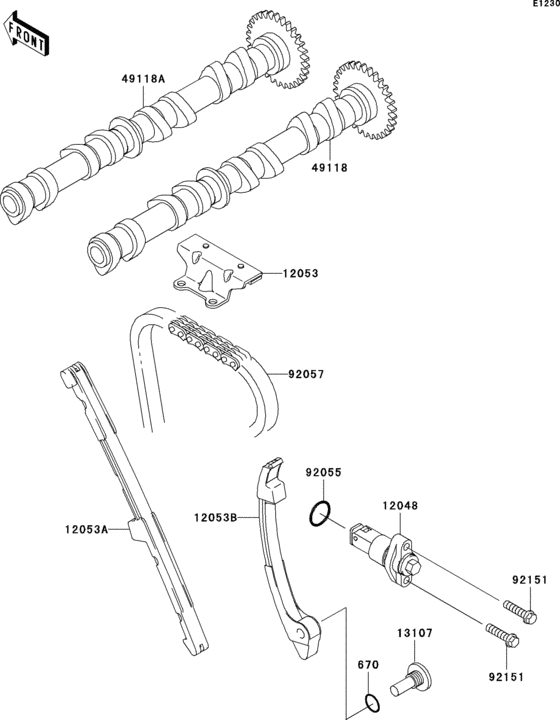Распредвал & Цепь ГРМ & Натяжитель Kawasaki ZX600 ZX600 ZZ-R600