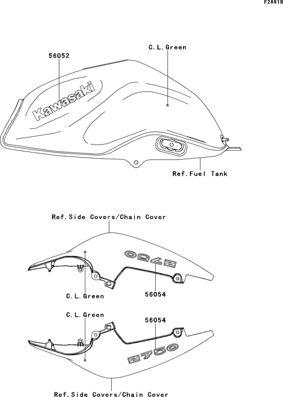 Decals(c.l.green)(lcf) Kawasaki ZR750 ZR750 Z750