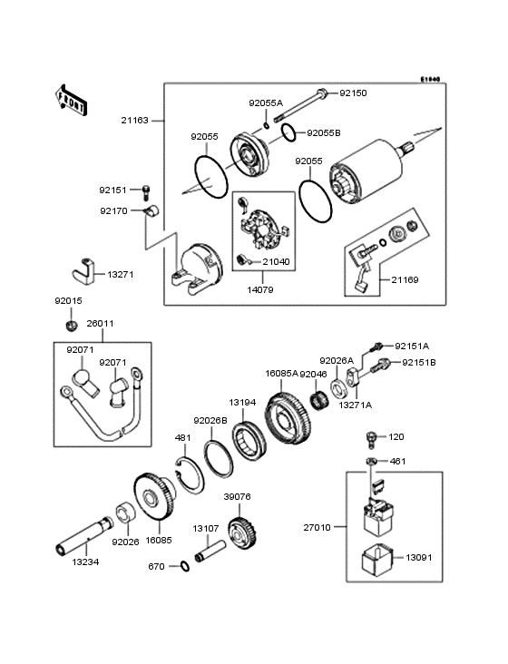 Starter motor Kawasaki ZX1200 ZX1200 Ninja ZX-12R