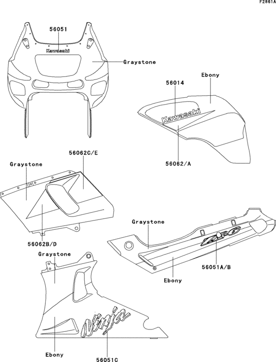 Decals(ebony/graystone)(zx600-e7) Kawasaki ZX600 ZX600 Ninja ZX-6