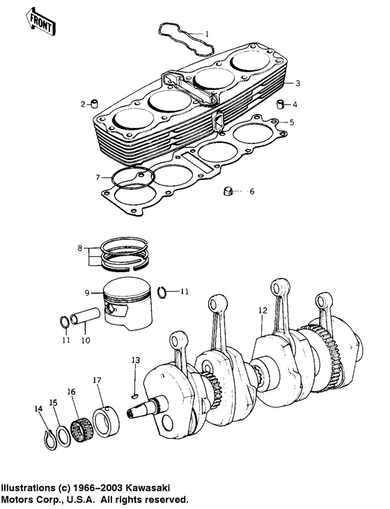 Cylinder/pistons/crankshaft Kawasaki KZ1000 KZ1000 LTD