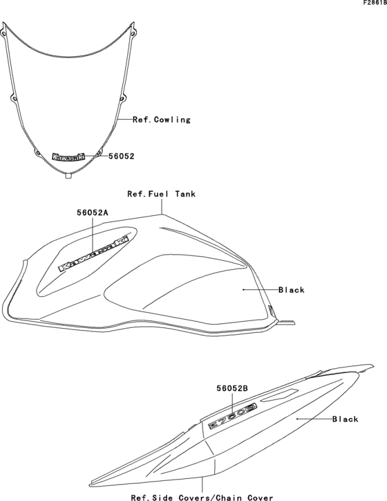 Decals(black) Kawasaki ZR750 ZR750 Z750S