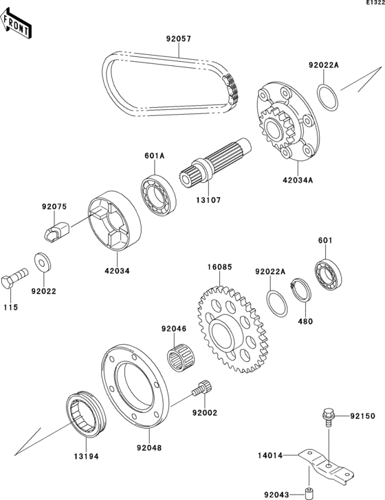 Secondary shaft Kawasaki ZR1100 ZR1100 Zephyr 1100RS