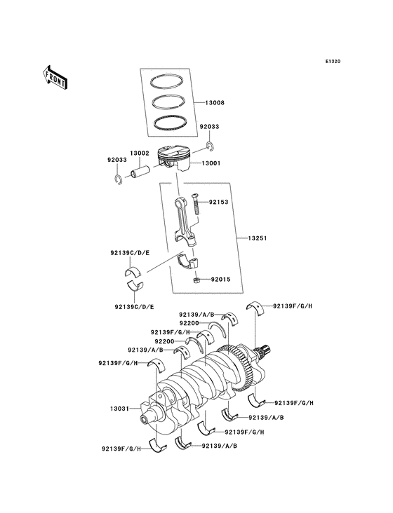 Crankshaft/piston Kawasaki ZX1000 ZX1000 Ninja ZX-10R