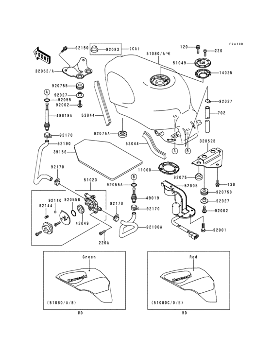 Fuel tank(1/3)(zx600-e6) Kawasaki ZX600 ZX600 Ninja ZX-6
