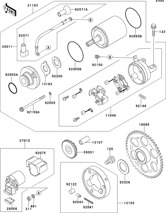 Starter motor Kawasaki ZX400 ZX400 ZXR400 Starter motor Kawasaki ZX400 ZX400 ZXR400