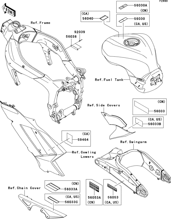 Информационные наклейки Kawasaki ZX600 ZX600 Ninja ZX-6R Информационные наклейки Kawasaki ZX600 ZX600 Ninja ZX-6R