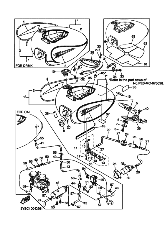 Топливный бак Yamaha XVS1100 XVS1100AT XVS1100ATT V-Star Silverado Топливный бак Yamaha XVS1100 XVS1100AT XVS1100ATT V-Star Silverado