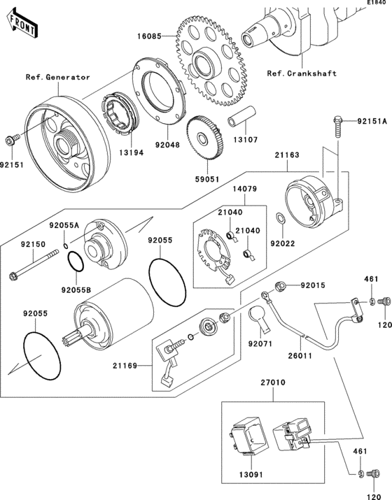 Starter motor Kawasaki ZR750 ZR750 Z750