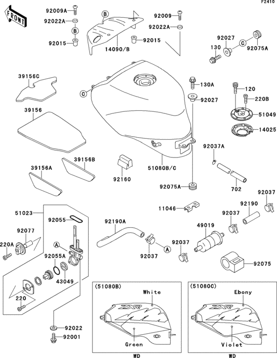 Fuel tank(1/2)(zx400-l4) Kawasaki ZX400 ZX400 ZXR400